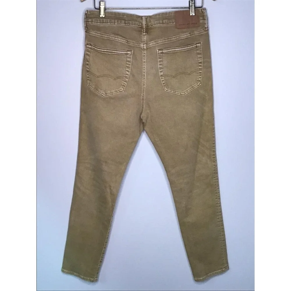 American Eagle Next Level Flex Slim Jeans Mens 33x30 Khaki Tan Stretch Denim